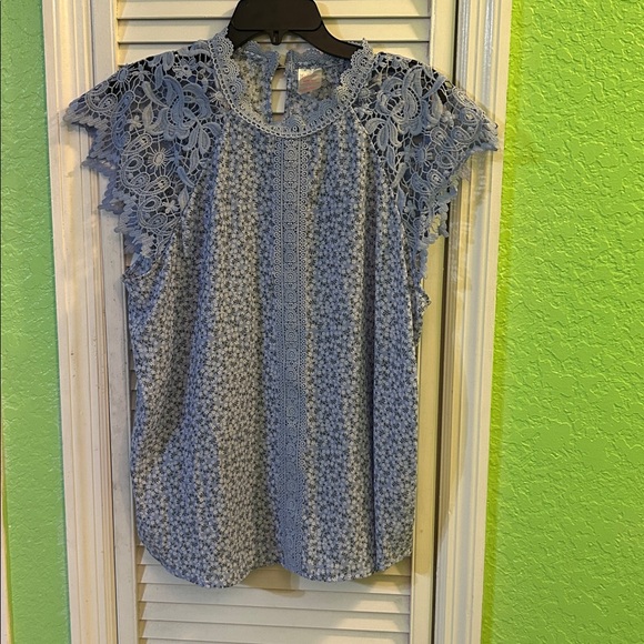 No Boundaries Women’s Light Blue Lace Floral Blouse XXXL (21) - Picture 1 of 5